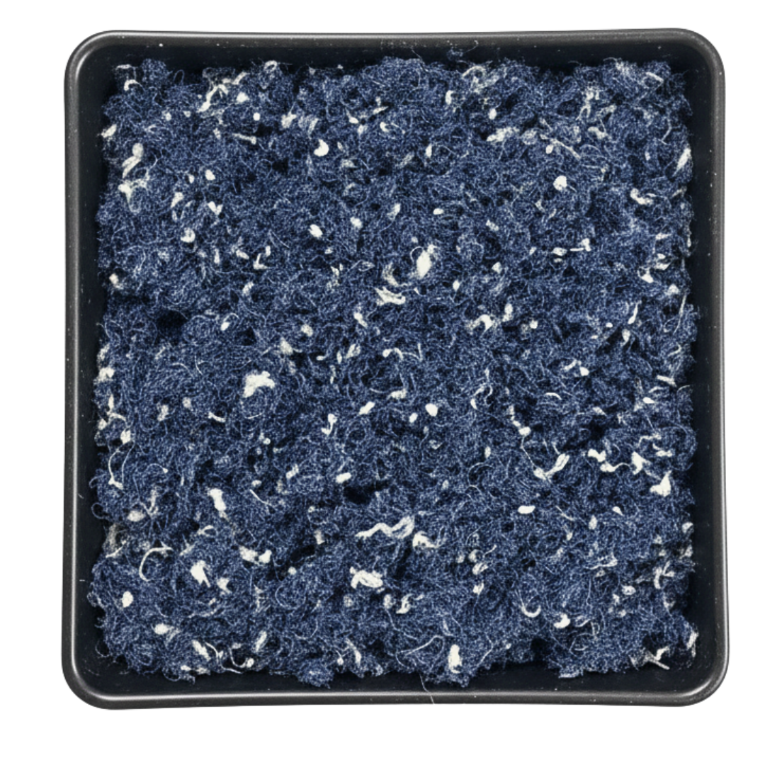 Biomassa têxtil de jeans reciclado